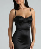 Cassandra Formal Satin Lace Sweetheart Long Dress