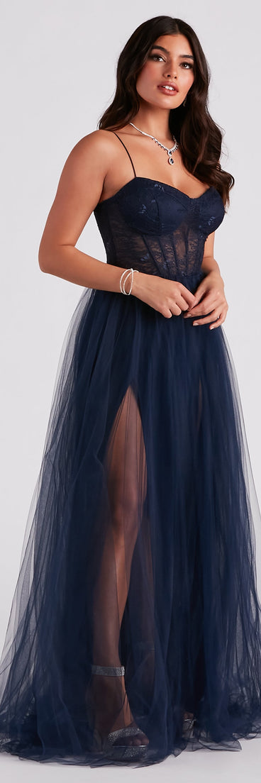 Hailey Lace Bustier Tulle Formal Dress