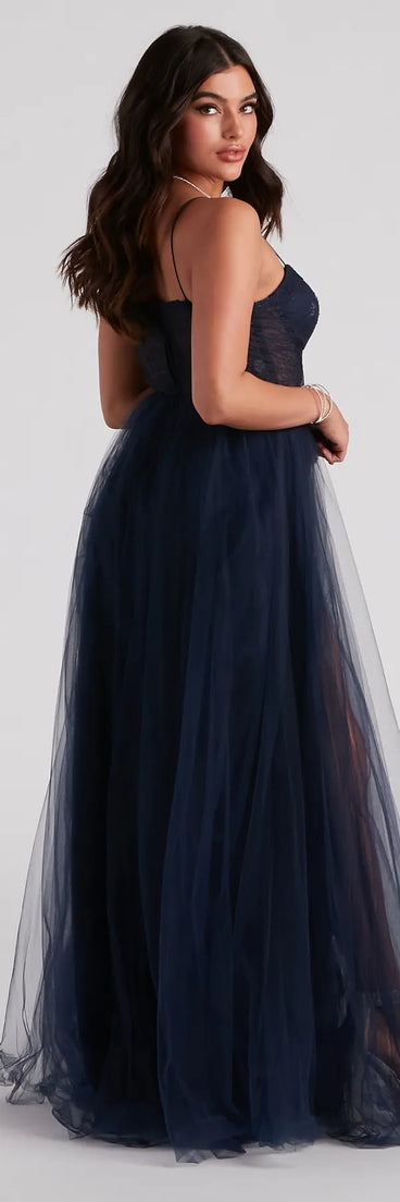 Hailey Lace Bustier Tulle Formal Dress