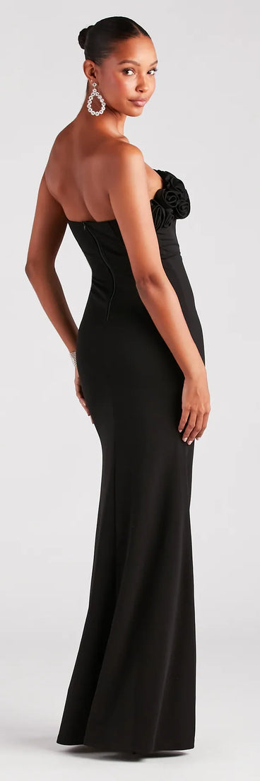 Paula Formal Crepe Rose Strapless Mermaid Dress