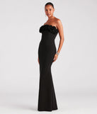 Paula Formal Crepe Rose Strapless Mermaid Dress