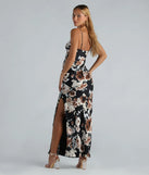 Kaiya Formal Satin Floral Mermaid Slip Dress