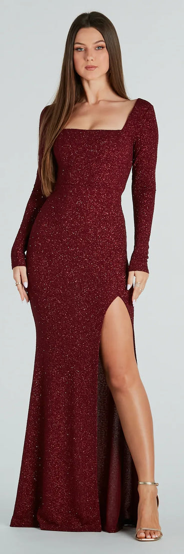 Caris Formal Glitter Lace-Up Mermaid Dress