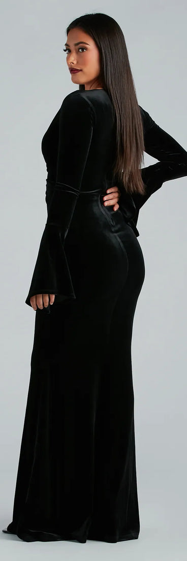 Milena Formal Velvet Bell Sleeve Mermaid Dress