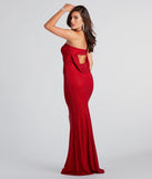 Own every entrance in the Ana Formal Rhinestone Cowl Back Long Dress, a red party dress perfect for milestone birthdays and grad parties, or dancing through summer nights and unforgettable bachelorette celebrations.