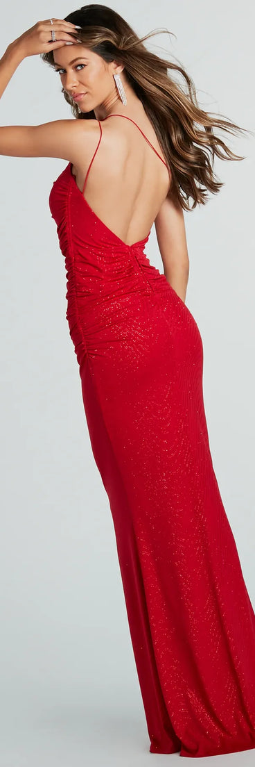 Aileen Formal One-Shoulder Glitter Mermaid Dress