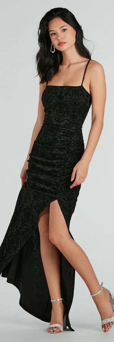 Eve Formal Velvet Scroll Mermaid Long Dress