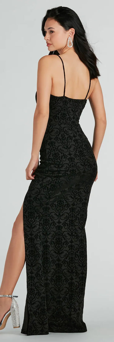 Eve Formal Velvet Scroll Mermaid Long Dress