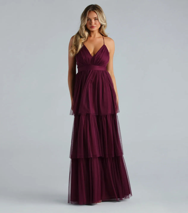 The Joselyn Formal Mesh Ruffled A-Line Dress is an elegant plum formal dress in a rich seasonal color and with unique design accents that make dressing up for winter parties, holiday balls, or festive gatherings effortless!