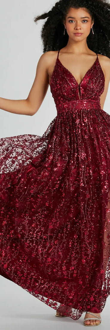 Solana A-Line Glitter Sequin Tulle Formal Dress