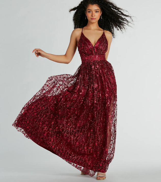 Solana A-Line Glitter Sequin Tulle Formal Dress | Windsor Solana A-Line Glitter Sequin Tulle Formal Dress | Windsor