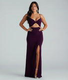 The Cindy Formal V-Neck Cutout A-Line Long Dress is an elegant eggplant purple formal dress in a rich seasonal color and with unique design accents that make dressing up for winter parties, holiday balls, or festive gatherings effortless!