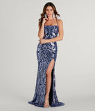 Own every entrance in the Rowena Sequin Mermaid Dress, a navy blue party dress perfect for milestone birthdays and grad parties, or dancing through summer nights and unforgettable bachelorette celebrations.