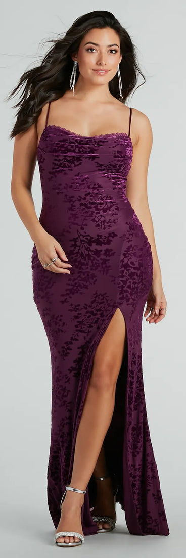 Vivian Cowl Neck Mermaid Mesh Formal Dress