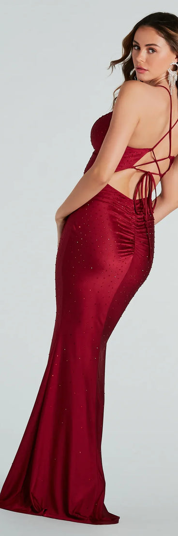 Gisele Formal Rhinestone Strappy Mermaid Dress