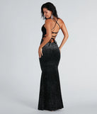 Marlene Formal Glitter Velvet Lace-Up Dress