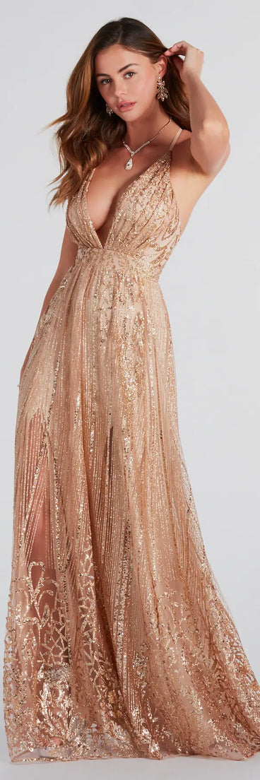 Caitlyn Formal Glitter Sequin Tulle A-Line Dress | Windsor Caitlyn Formal Glitter Sequin Tulle A-Line Dress | Windsor