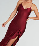 Whether it's the color or silhouette of the Lainey Ruffled High Slit Long Formal Dress, this burgundy bridesmaid dress is a gorgeous pick for a maid-of-honor or to create a bridal party look ready to celebrate!