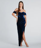 Alex Formal Velvet Bustier Off-The-Shoulder Dress