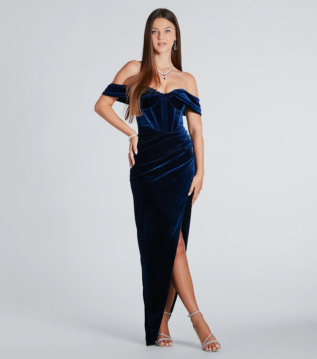 Ameri UND VELOUR OFF SHOULDER DRESS（Reiss Velvet Cut-Out Shoulder 