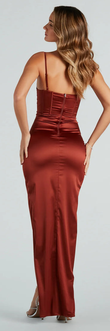 Emmaline Formal Satin Bustier Long Dress