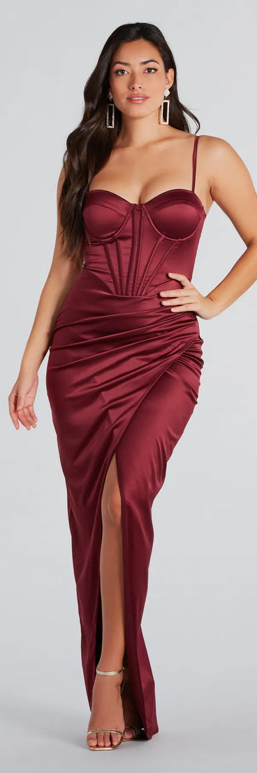 Emmaline Formal Satin Bustier Long Dress