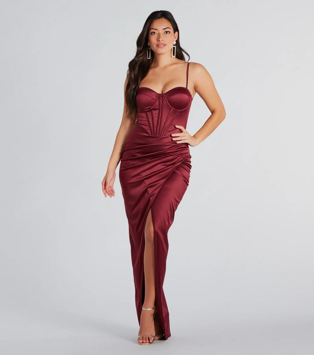 Emmaline Formal Satin Bustier Long Dress