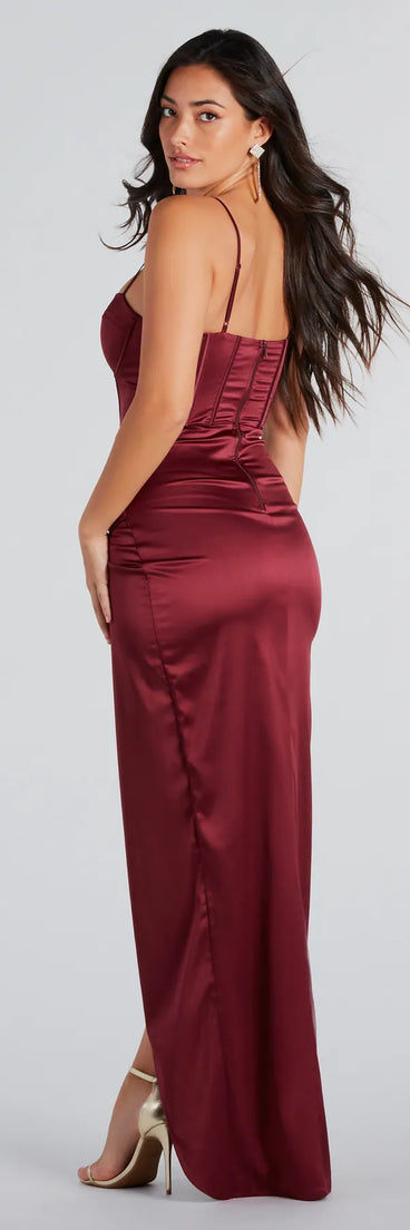 Emmaline Formal Satin Bustier Long Dress