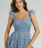 Revamp your 2025 wardrobe with this chic addition, the Gillian Sleeveless Ruffled A-Line Tulle Formal Dress in blue, perfect for elevating your style in the new year.