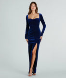 Cora Glitter Velvet Long Sleeve Formal Dress