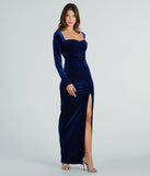 Cora Glitter Velvet Long Sleeve Formal Dress