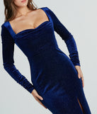 Cora Glitter Velvet Long Sleeve Formal Dress