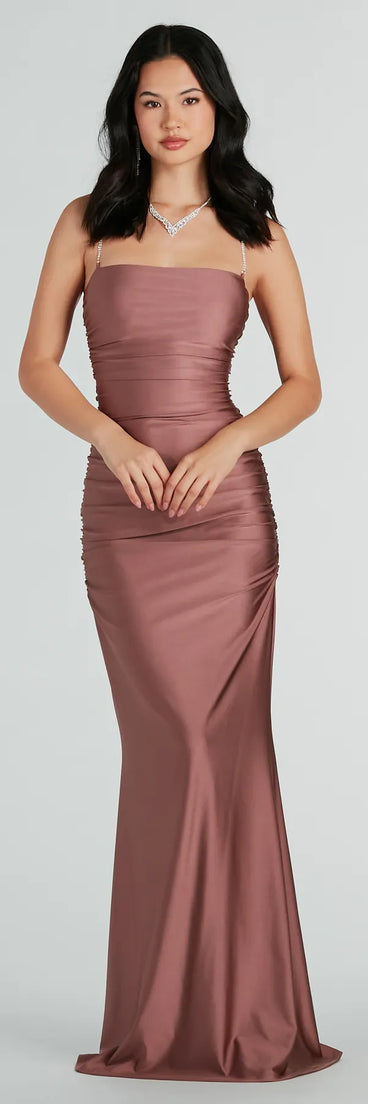 Revamp your 2025 wardrobe with this chic addition, the Eliena Formal Rhinestone Strap Mermaid Dress in mauve, perfect for elevating your style in the new year.
