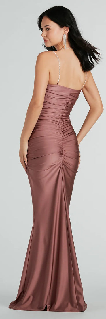 Revamp your 2025 wardrobe with this chic addition, the Eliena Formal Rhinestone Strap Mermaid Dress in mauve, perfect for elevating your style in the new year.