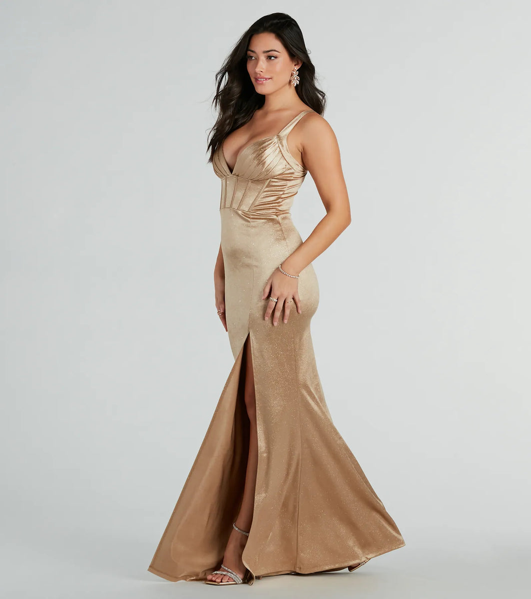 Annalise Glitter Satin Corset Mermaid Dress & Windsor