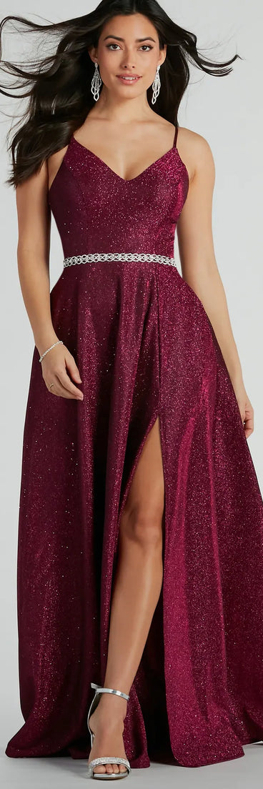 Tanya Formal Glitter A-Line Long Dress
