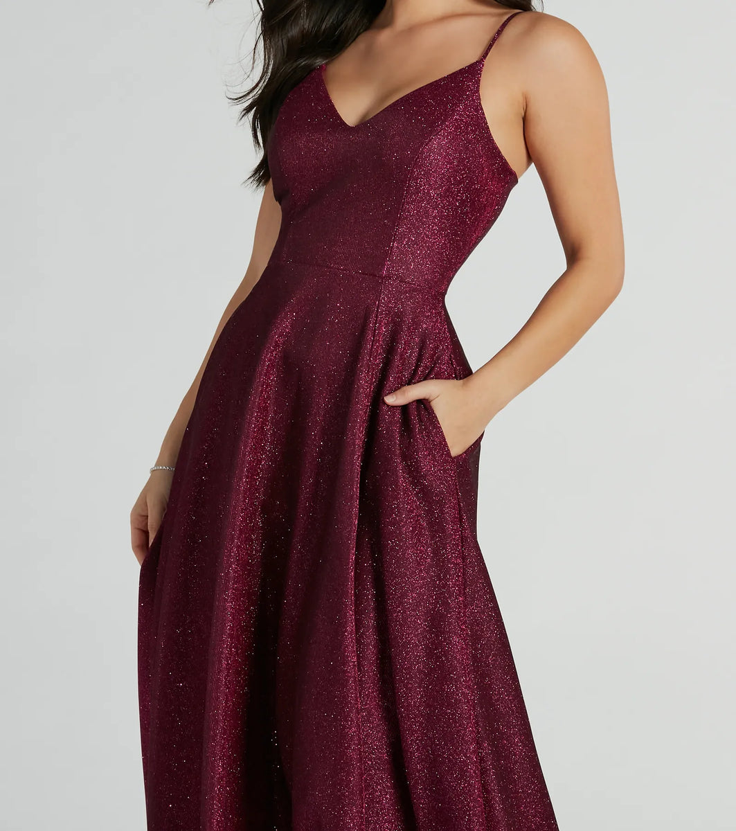 Tanya Formal Glitter A-Line Long Dress & Windsor