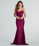 You'll feel stylish and confident in the Reagan Formal Satin Low Back Mermaid Dress as your Winter Formal Dress to stand out at your dance or event.