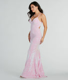 The Lyanna Formal Iridescent Sequin Mermaid Dress is a dazzling pink sequin dress, perfect for making a bold entrance at any event, from cocktail parties to formal celebrations.