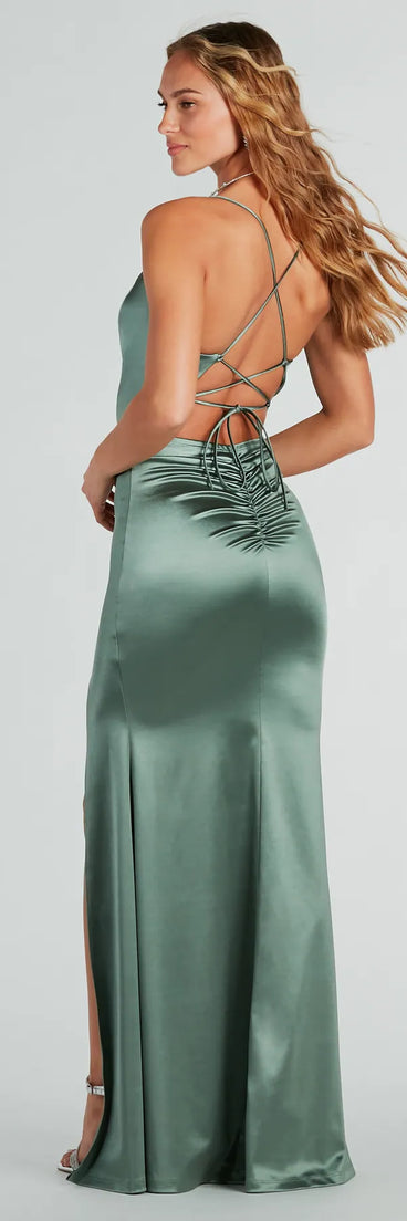 Bristol Formal Satin Lace-Up Dress