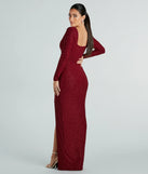 Jada Glitter Knit Long Sleeve Formal Dress