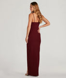 The Fran Formal Crepe Sweetheart Long Dress helps create a chic burgundy women's cocktail outfit with a trendy texture and stylish design, ideal for wedding guest cocktail outfits or dinner parties