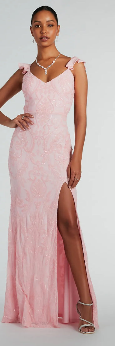 Feel instantly put-together in the Estella V-Neck Column Long Sequin Formal Dress in pink, a summer wedding guest dress designed for confident style and all-out celebration.