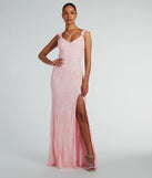 Feel instantly put-together in the Estella V-Neck Column Long Sequin Formal Dress in pink, a summer wedding guest dress designed for confident style and all-out celebration.