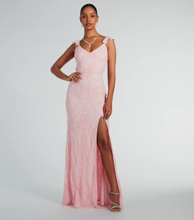 Feel instantly put-together in the Estella V-Neck Column Long Sequin Formal Dress in pink, a summer wedding guest dress designed for confident style and all-out celebration.