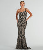You'll be the best dressed in the Sarah One-Shoulder Mermaid Sequin Formal Dress as your fall formal dress with beautiful and unique details from Windsor.