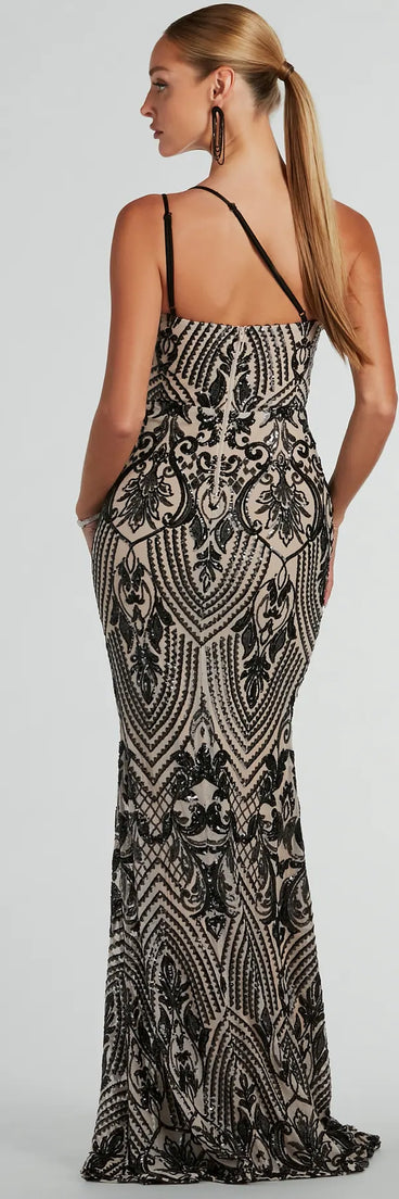 one shoulder mermaid hem sequin formal dress Maternity One Shoulder Extra Single Long Sleeve Mermaid Hem Sequin Fo Mauve / XL