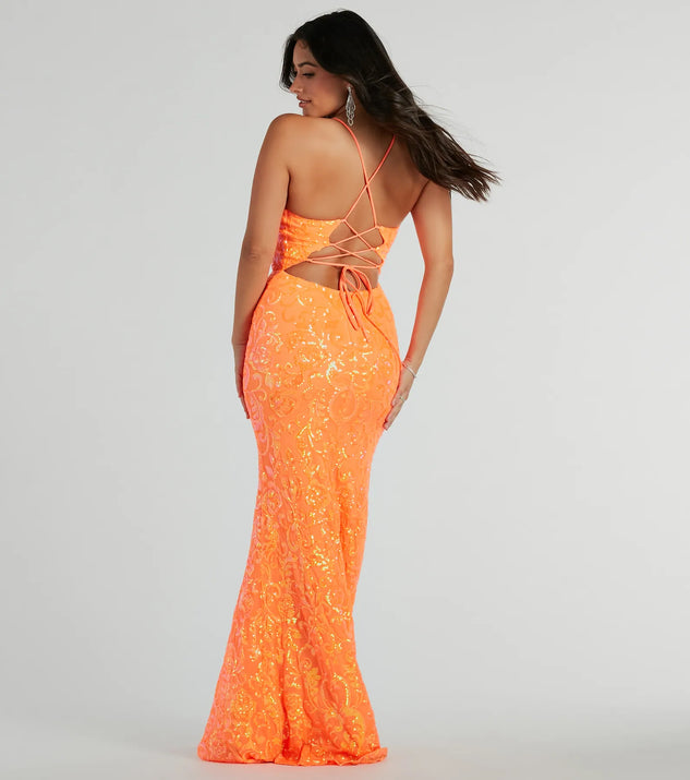 Cynthia Lace Up Mermaid Sequin Formal Dress Windsor