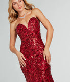 Revamp your 2025 wardrobe with this chic addition, the Leighton Formal Sequin Strapless Mermaid Dress in red, perfect for elevating your style in the new year.
