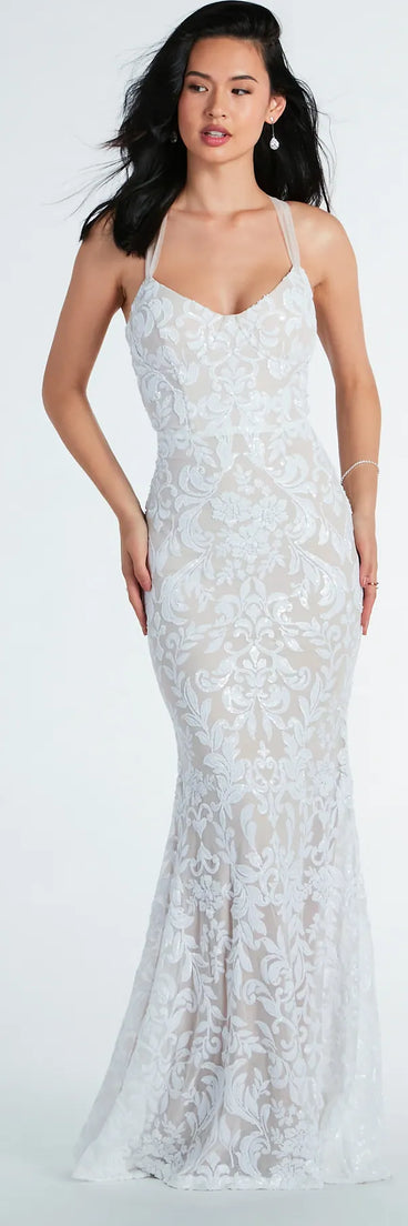 Brooklyn Bustier Tulle Lace-Up Sequin Formal Dress